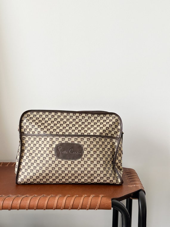 Vintage Pierre Cardin Logo Bag | Tan Logo zipper … - image 1