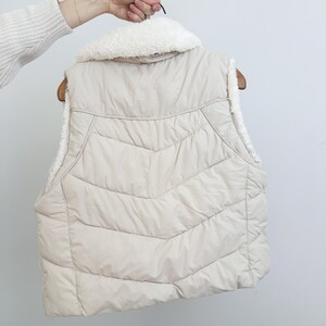 Vintage Cream Puffer Vest with White Faux Sherpa Collar Pao Sport A division of P.A. Originals image 7