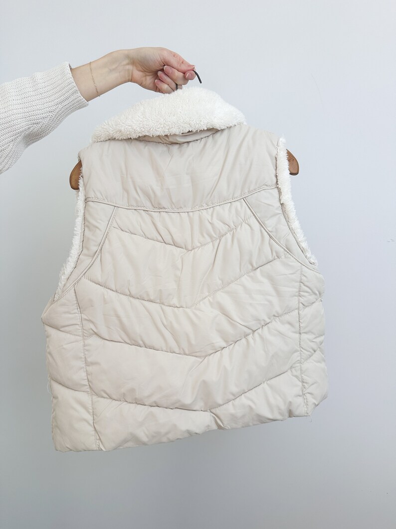 Vintage Cream Puffer Vest with White Faux Sherpa Collar Pao Sport A division of P.A. Originals image 7