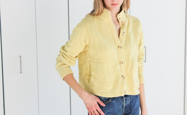 BKG & Company New York Yellow Button Cardigan Sweater Mock Neck image 1