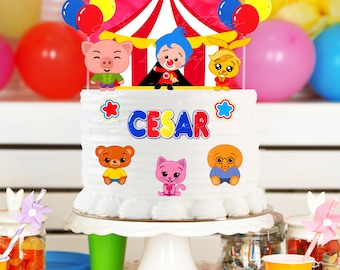 Personalized Plim Plim Circus Cake Topper, Birthday Party Decor