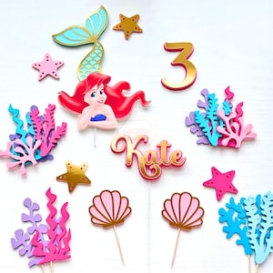 Personalized Little Mermaid Cake Topper, Ariel Birthday Party Decor