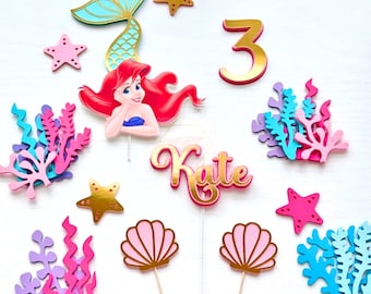Personalized Little Mermaid Cake Topper, Ariel Birthday Party Decor