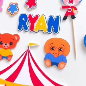 Personalized Plim Plim Circus Cake Topper, Birthday Party Decor image 3