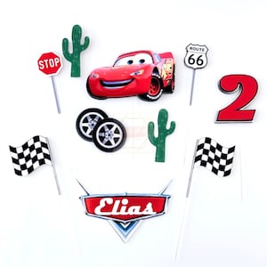 CARS Cake Decor, Lightning McQueen, Personalized Cake Decoration, Race Car Birthday, Cars Theme Birthday