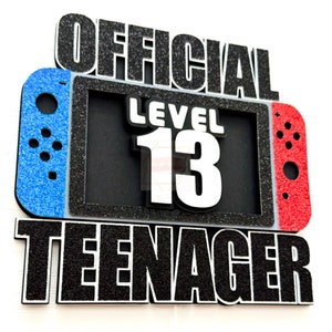 Official Teenager Cake Topper, Thirteenth Birthday Cake Topper, Level 13 Gamer Cake Topper