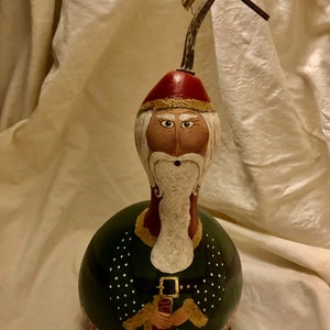 Artisan Santa Gourd - Christmas Gourd - Santa Gourd - Holiday Decor