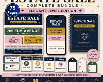 Complete Estate Sale Kit Template: Editable Canva Signs, Flyer, Tracker & Printables
