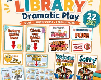 Library Dramatic Play Printables PDF for Kids, Pretend Play Library Center, Reading Program Activities, Classroom Role Play