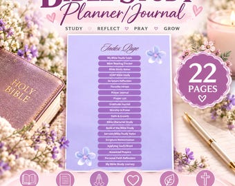 Bible Study Planner Printable | 22 Page Christian Bible Journal & Prayer Workbook