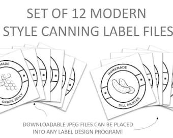 Modern Canning Labels – Set of 12 Printable Jar Designs (PDF)