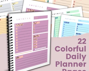 Planer dzienny z planem posiłków do druku w formacie PDF | Lista zadań, 3 najważniejsze priorytety, planer posiłków, planer produktywności, natychmiastowe pobieranie