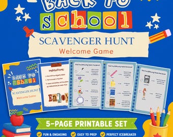 Back to School Scavenger Hunt Printable, Classroom Welcome Game, School Icebreaker Activity, First Day of School Game, Student Activity