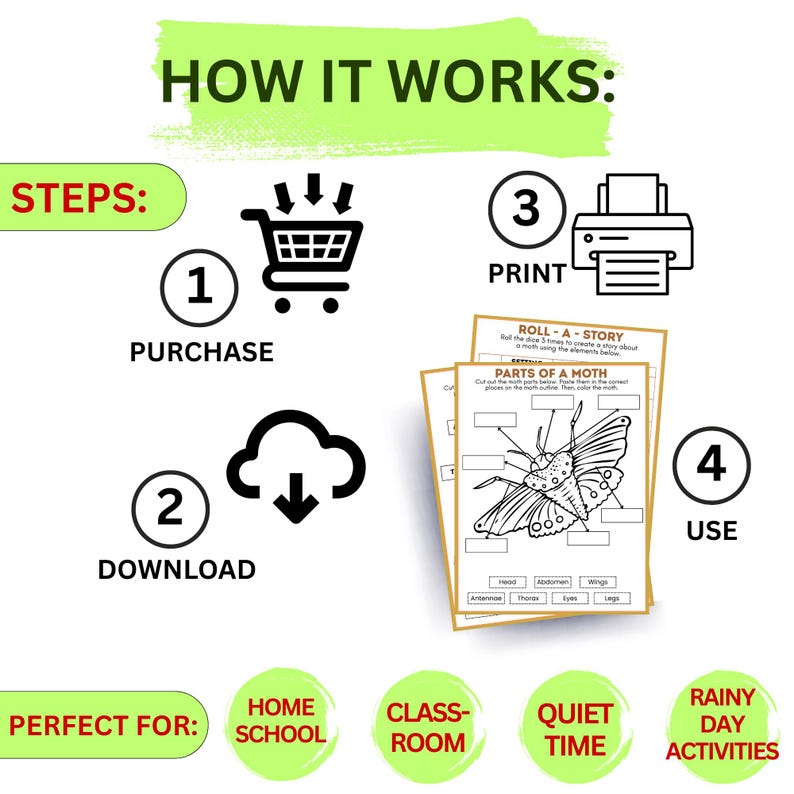 Moth Life Cycle Activity Pack for Kids, Insect Science Printable ...
