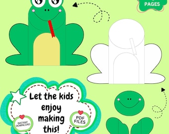 Kids Printable Activity: Build a Frog Cut and Paste Preschool Animal Craft Scissor Skills Worksheet Toddler Homeschool (Digital Download)