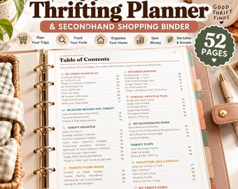 Ultimate Thrifting Planner and Secondhand Shopping Binder, 52 Page Printable Thrift Store Planner, Shopping & Decluttering Organizer