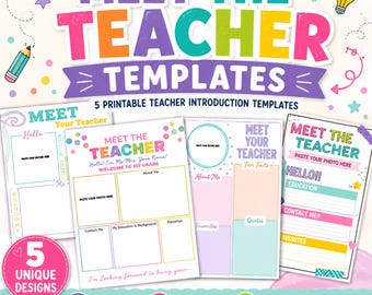 Meet the Teacher Templates, Teacher Introduction Printables, Back to School Classroom Welcome, Teacher Profile & Information Templates