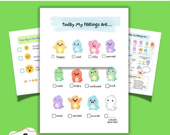 Kids Activity Sheets: Social Emotional Learning Printable, Emotions Chart, Coping Skills Activity, Instant Download
