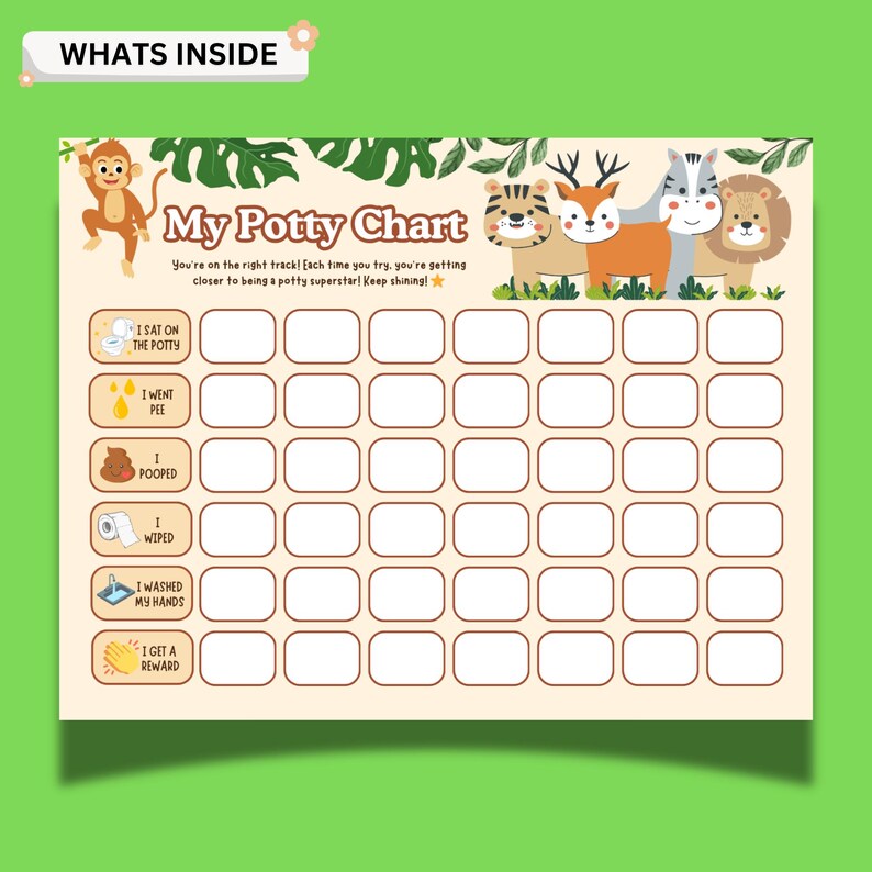 Pooping Routine Chart Printable Kids Activities: Potty Training Chart Jungle Animals ...