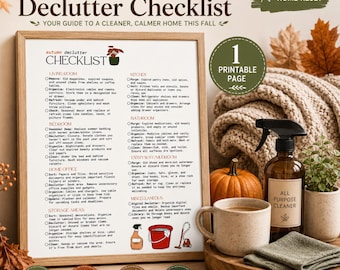 Autumn Declutter Checklist Printable, Fall Cleaning Checklist PDF, Home Organization Planner, Seasonal Reset, Instant Download