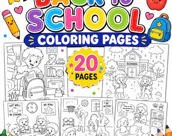 Back to School Coloring Pages | 48 Printable School Coloring Sheets for Kids (Instant Download)