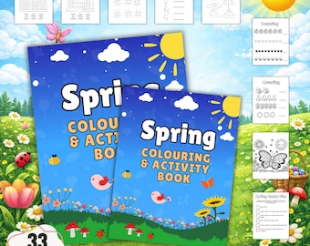 Wiosenna kolorowanka i książka z zadaniami do druku w formacie PDF dla dzieci: Arkusze dla przedszkolaków, „I Spy”, Labirynty, Wyszukiwanie słów, Strony do śledzenia i liczenia