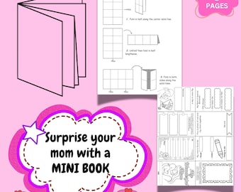 Mother’s Day Mini Book Printable, Kids Coloring Activity for Mom, DIY Foldable Book Template, Preschool Worksheet (Digital Download)