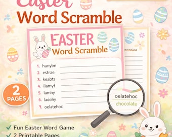 Easter Word Scramble Printable, Easter Party Game for Kids & Adults, Spring Word Puzzle Activity, Classroom Game, Instant Download PDF