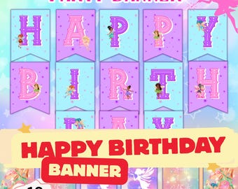 Fairy Birthday Party Banner Printable: Sparkle Shine Celebrate Decor, Alphabet Banner Letters, Instant Download