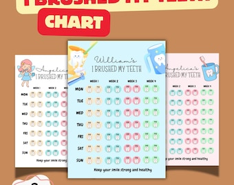 Kids Activity Printables: Kids Tooth Brushing Chart, Dental Routine Tracker, Morning Night Habit Chart, Kids Hygiene, Digital Download