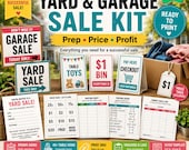 Yard and Garage Sale Kit Printable Bundle: Garage Sale Signs, Price Tags, Flyer Template, Checkout Signs & Sale Tracker (Digital Download)