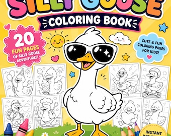 Silly Goose Coloring Book Printable | 20 Cute Goose Coloring Pages for Kids | Fun Preschool & Kindergarten Activity | Instant PDF Download