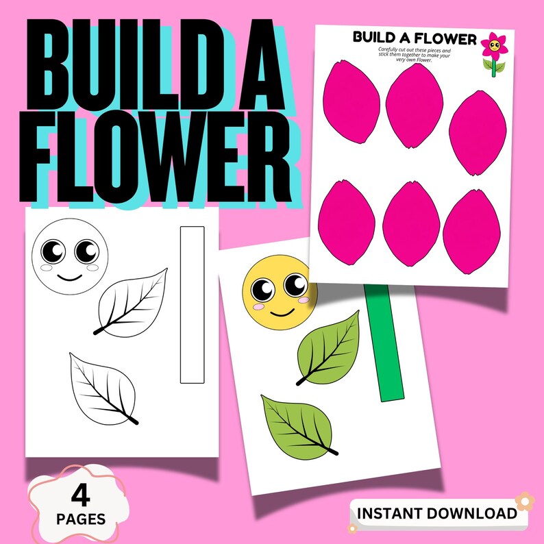 Flower Maker Activity Kids Activity Printables: Build a Flower Craft for Kids, Cut and Paste ...