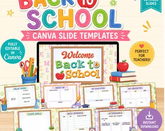 Back to School Canva Templates, Editable Teacher Slides, Teacher Introduction Presentation, Classroom Welcome Slides, Teacher PPT
