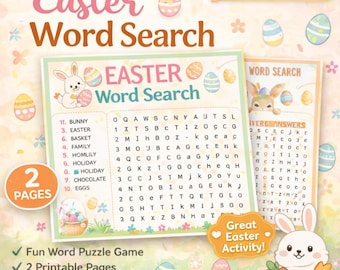 Easter Word Search Printable for Kids, Easter Activity Sheet, Holiday Word Puzzle, Classroom Game, Spring Worksheet, Instant Download PDF