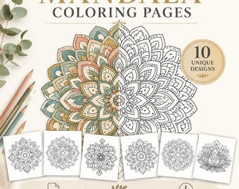 Mandala Coloring Pages Printable PDF, Adult Coloring Book, Relaxing Mandala Art, Mindfulness Coloring Sheets, Instant Download