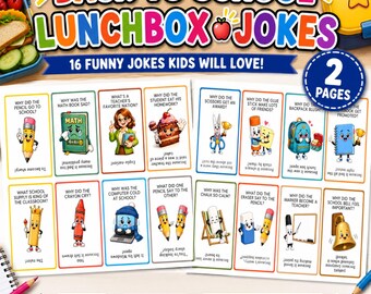 Back to School Lunchbox Jokes | Printable Joke Cards for Kids | Funny Lunch Notes | School Lunchbox Notes | Instant Download