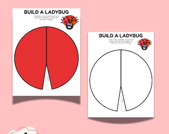 Build a Ladybug Craft Printable for Kids, Cut and Paste Activity, Preschool Coloring Worksheet, Insect Craft PDF, Instant Download