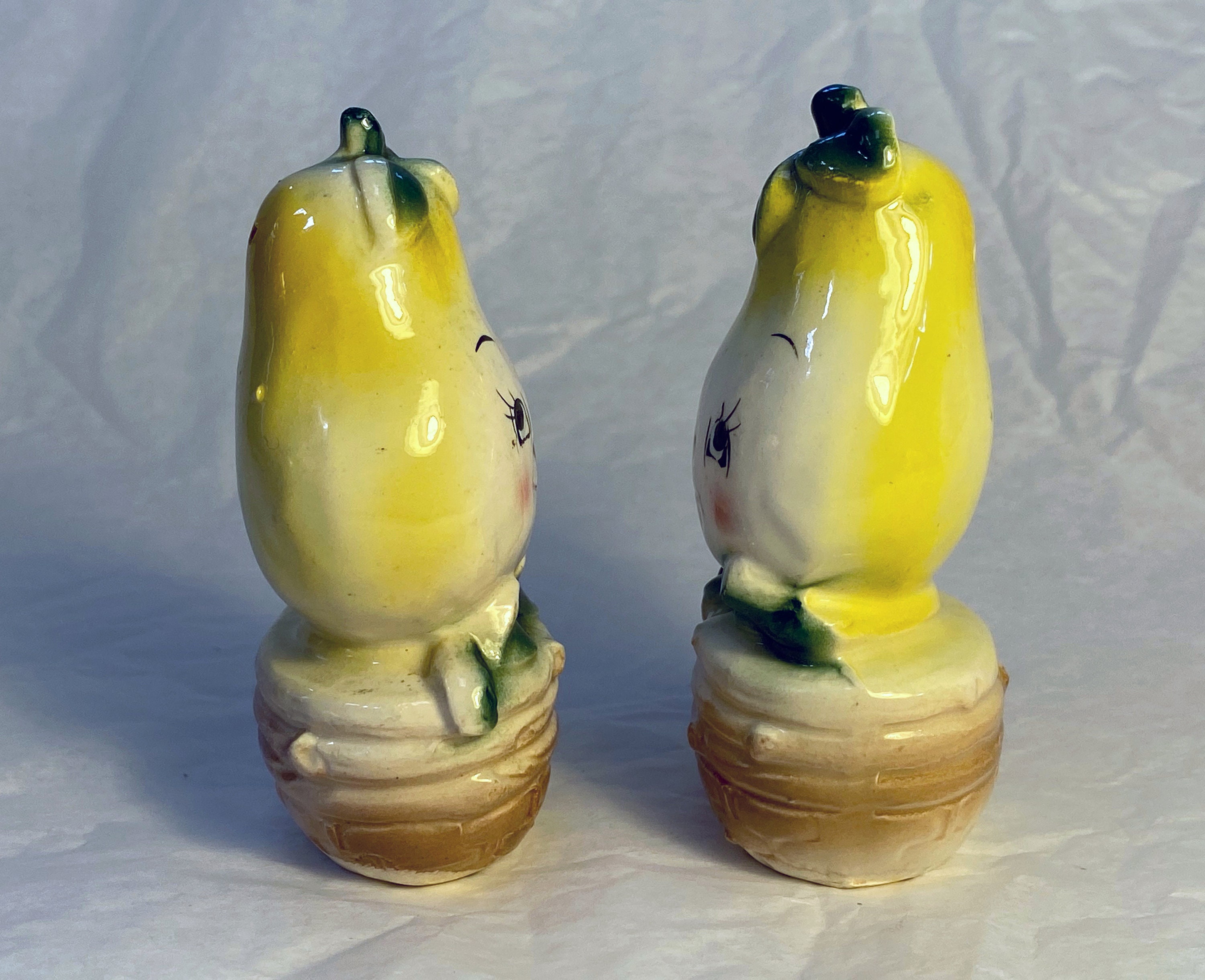 Anthropomorphic Pear Heads in Basket Salt & Pepper Shakers Etsy