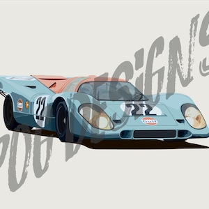 Porsche 917 Gulf Oil Livery Motorsports Art Digital File. Highly detailed