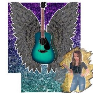 Guitar Wings Ombre Glitter Koozie Cooler Template