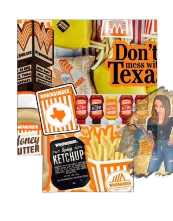 Whataburger Texas TX Collage Koozie Cooler Template Etsy