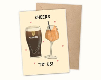 Cheers to us, Personalised Valentines Card, Alcohol, Favourite drink, Anniversary