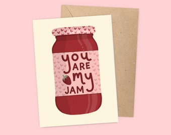 You are my Jam Valentines Card, Cute, Strawberry, Jubiläumskarte