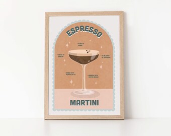 Espresso Martini Recipe Illustration: Cocktail Art Print