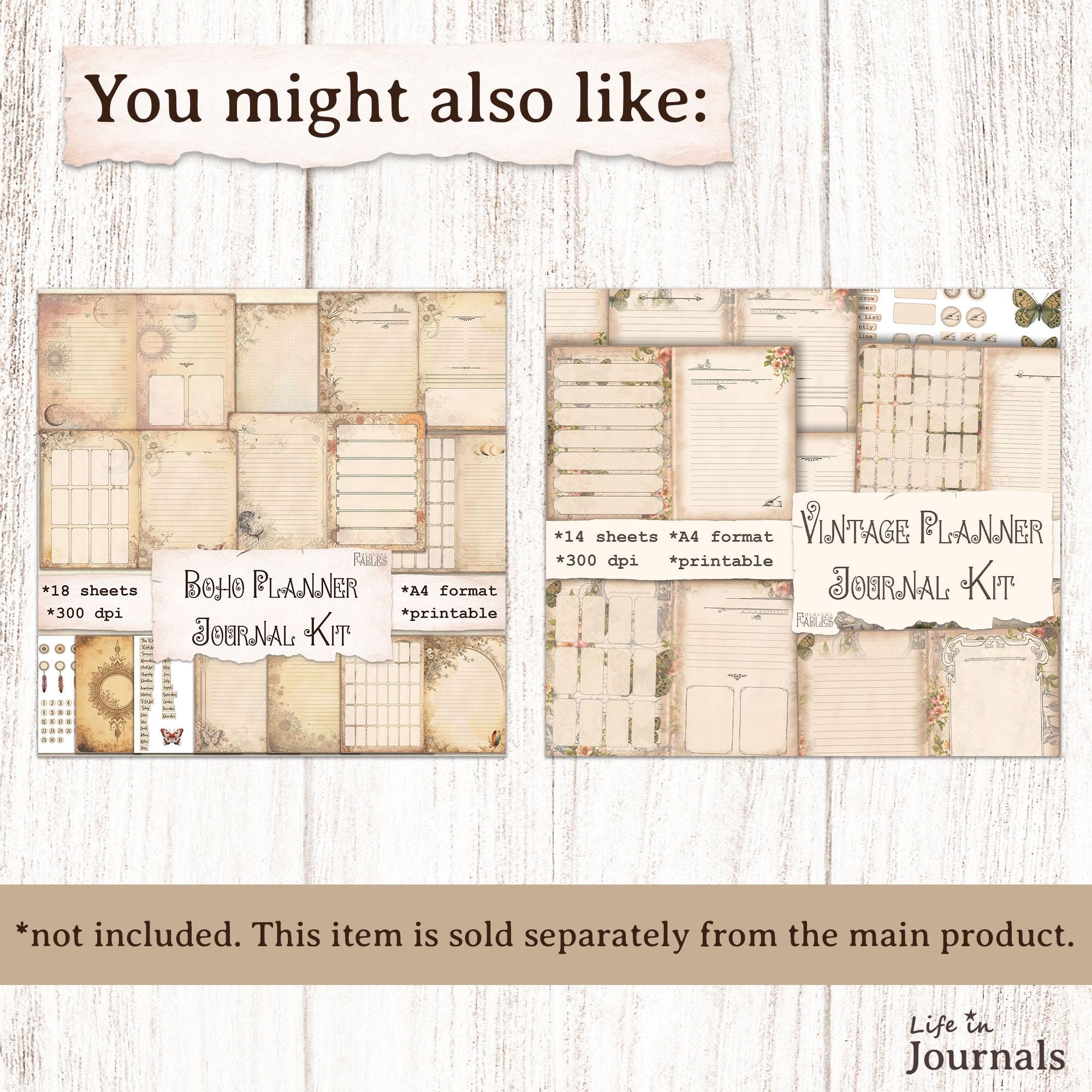 Boho Planner Junk Journal Kit - Add-on, Tracker Pages, Gratitude, Mood, Habit, Sleep Trackers ...