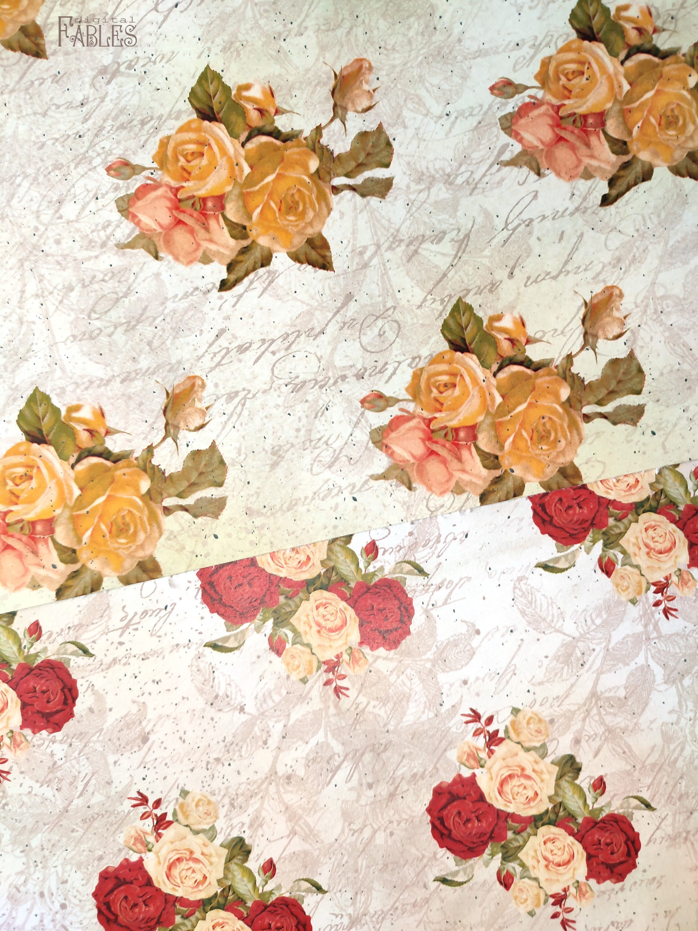 Vintage Romantic Roses Shabby Printable Pattern Paper for - Etsy