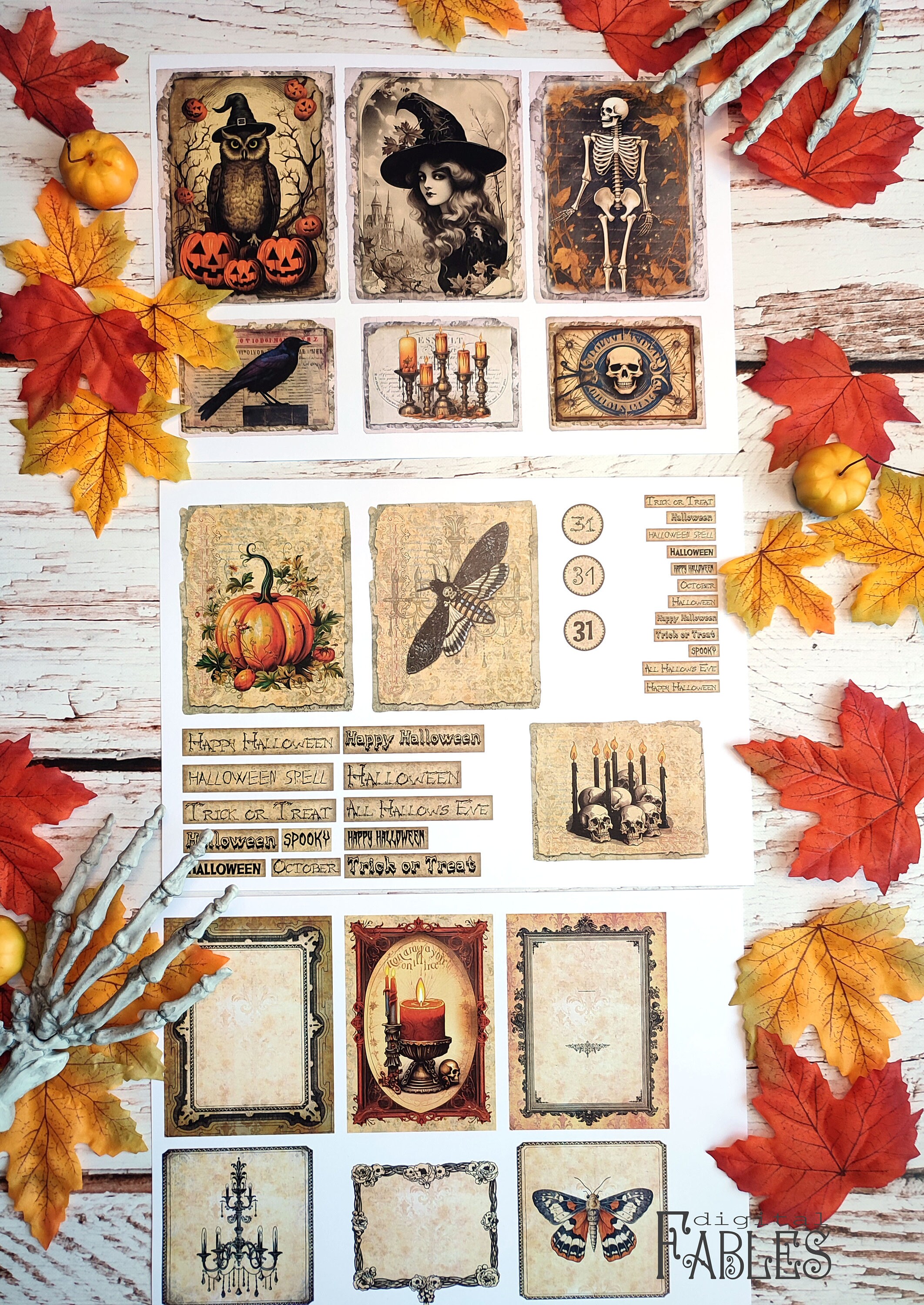 Halloween Junk Journal Kit 23, Vintage Grunge Shabby, Labels, Pages and ...
