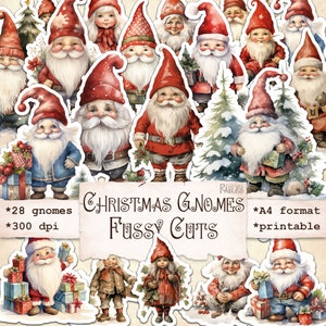 Kerstkabouters kieskeurige bezuinigingen afdrukbaar, vintage Santa Claus Scrapbook Ephemera, afdrukbare stickers, collage-elementen, december dagelijks, Kerstmis