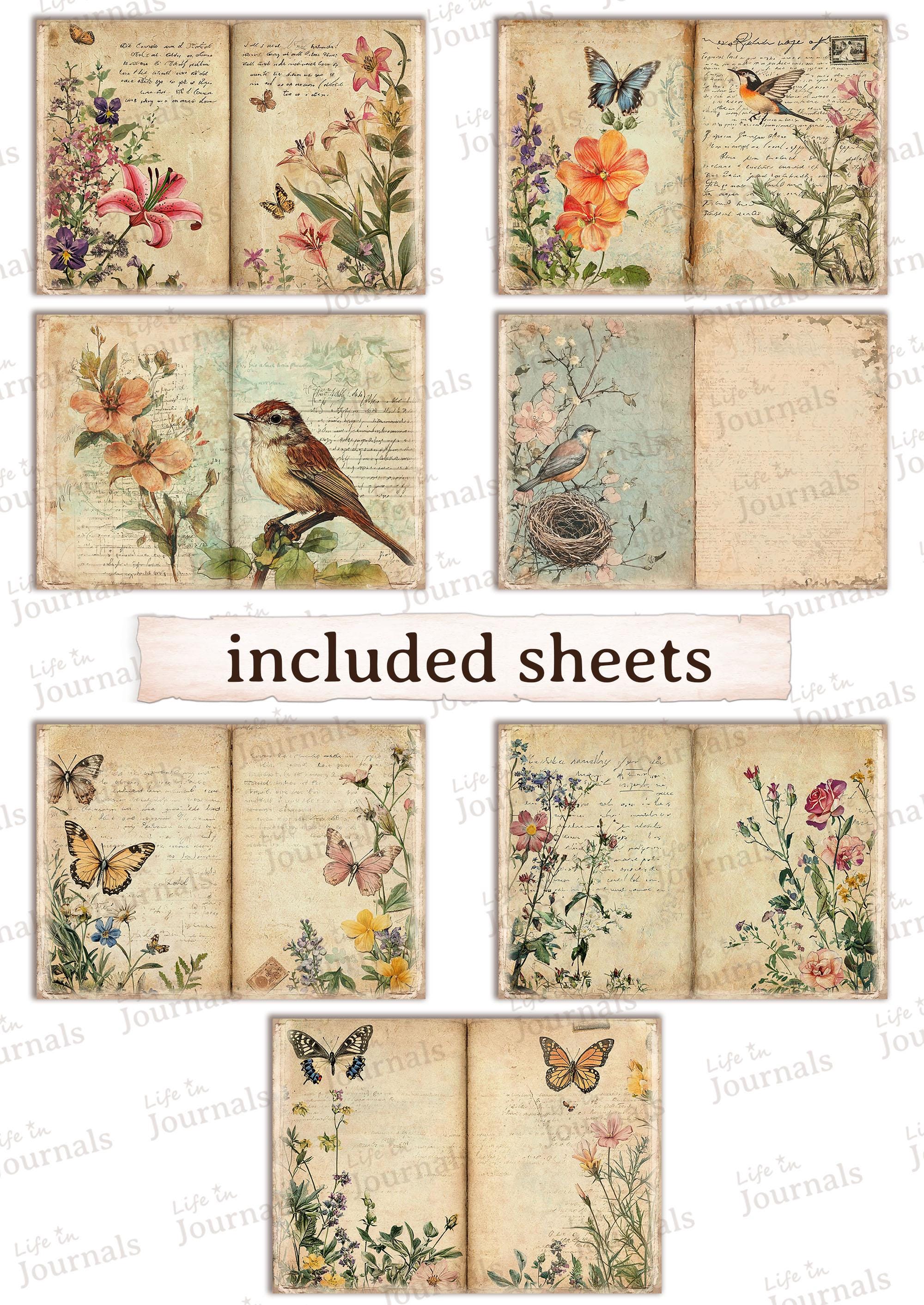 Vintage Floral Junk Journal Printable Pages, Spring Summer Shabby ...